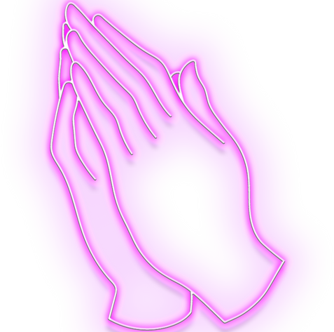Neon Praying Hand Gesture